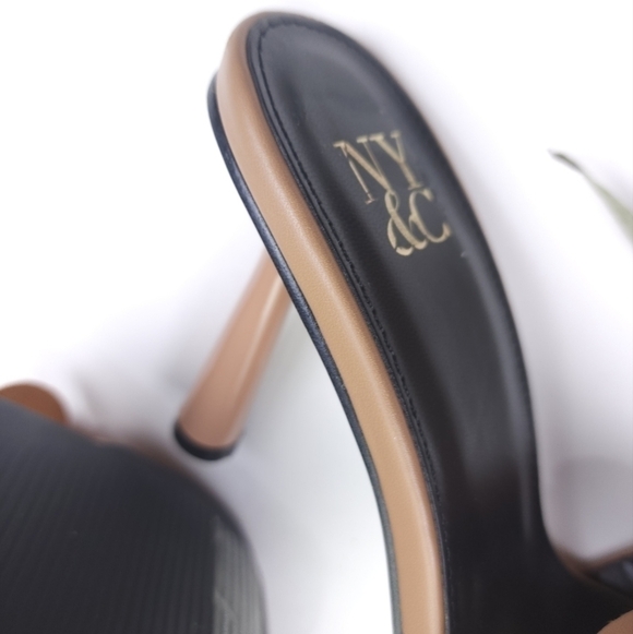 New NY&C Caramel Coffee Floral Square Toe Mules Sz 7 - Picture 7 of 9